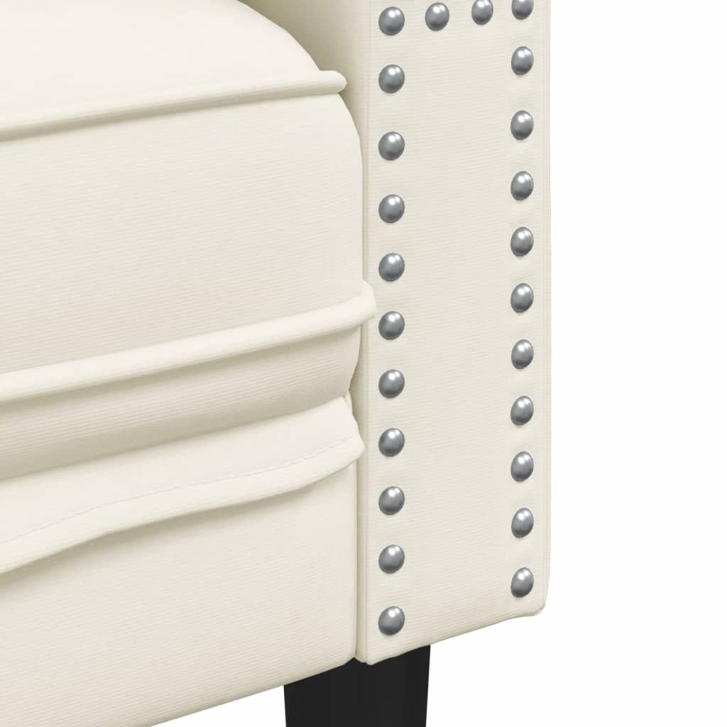 Canapea Chesterfield cu pernuțe/2 locuri, crem, catifea - WALTI