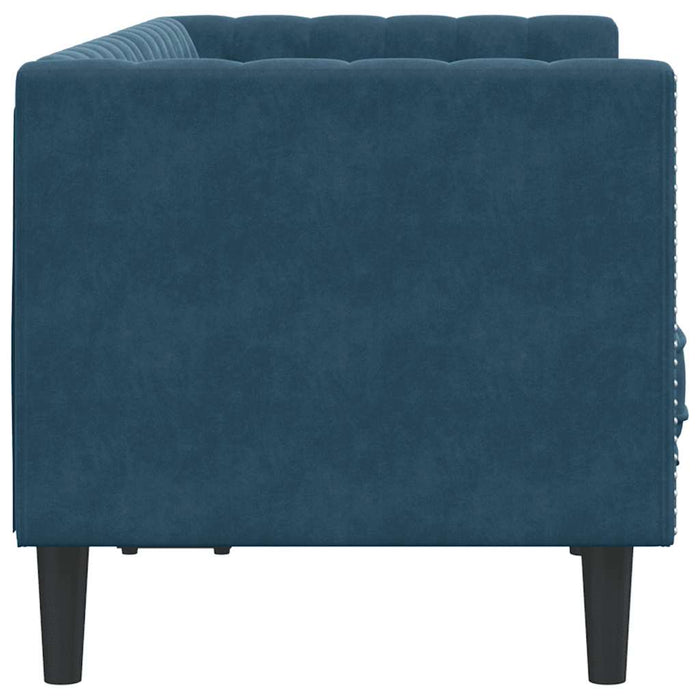 Canapea Chesterfield cu pernuțe/2 locuri, albastru, catifea - WALTI WALTI