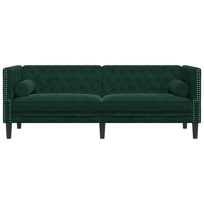Canapea Chesterfield cu pernuțe/3 locuri, verde închis, catifea - WALTI WALTI