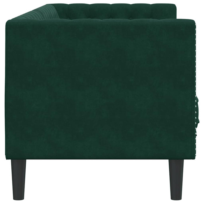 Canapea Chesterfield cu pernuțe/3 locuri, verde închis, catifea - WALTI WALTI