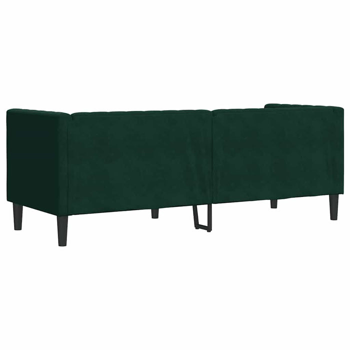 Canapea Chesterfield cu pernuțe/3 locuri, verde închis, catifea - WALTI WALTI