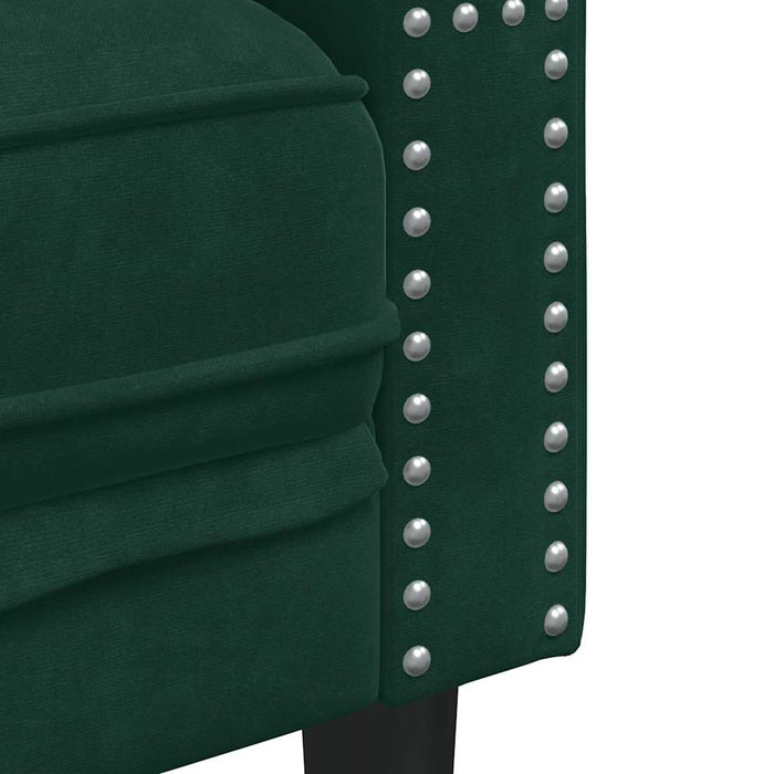 Canapea Chesterfield cu pernuțe/3 locuri, verde închis, catifea - WALTI WALTI