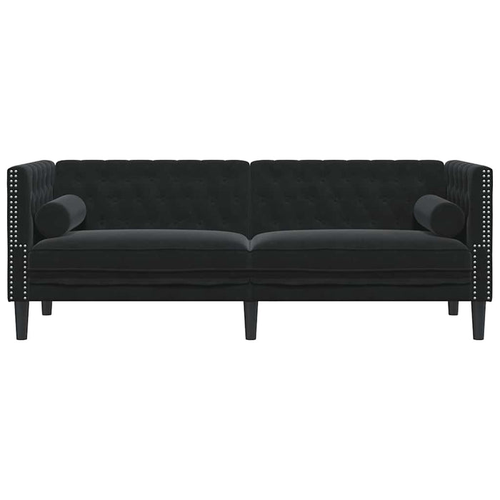 Canapea Chesterfield cu pernuțe/3 locuri, negru, catifea - WALTI WALTI