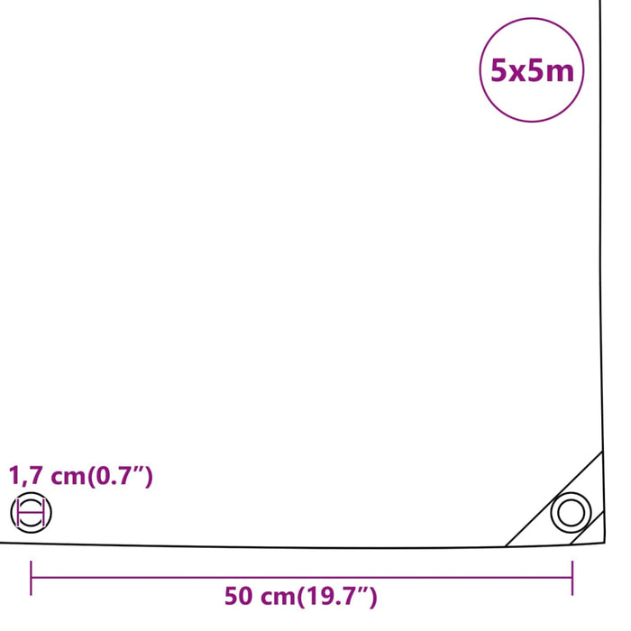 Prelată, gri, 5x5 m, 650 g/m² WALTI