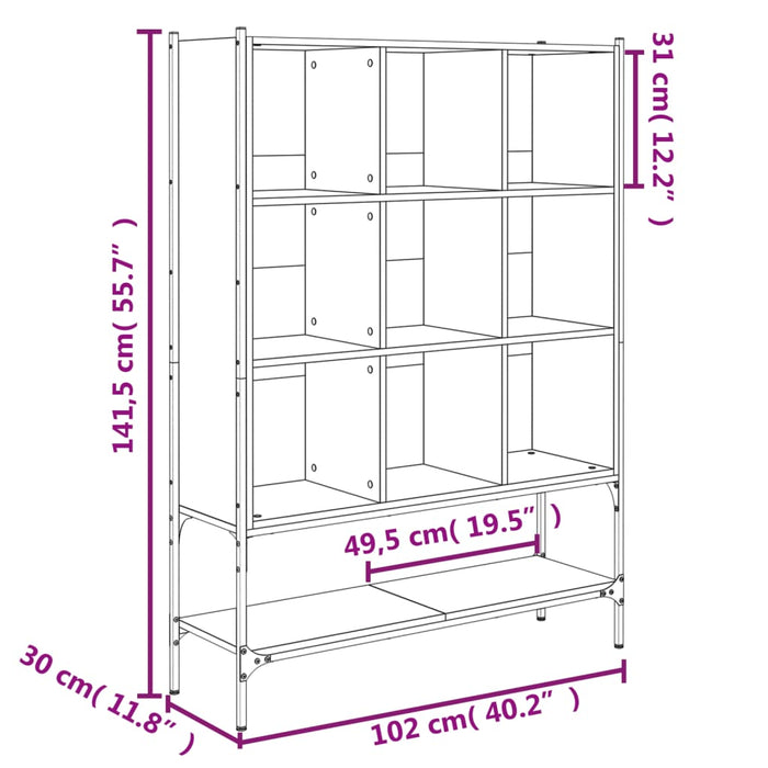 Bibliotecă, negru, 102x30x141,5 cm, lemn prelucrat - WALTI WALTI