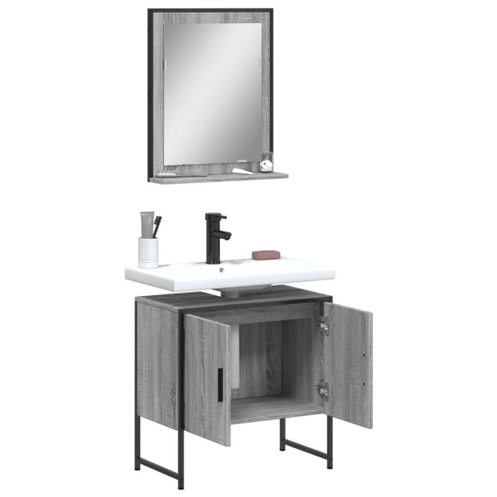 Set dulapuri Baie, 2 piese, gri sonoma, lemn prelucrat - WALTI WALTI