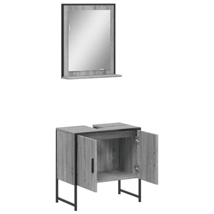 Set dulapuri Baie, 2 piese, gri sonoma, lemn prelucrat - WALTI WALTI