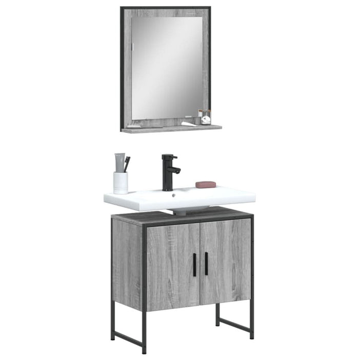 Set dulapuri Baie, 2 piese, gri sonoma, lemn prelucrat - WALTI WALTI
