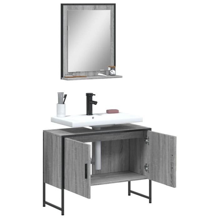 Set dulapuri Baie, 2 piese, gri sonoma, lemn prelucrat - WALTI WALTI