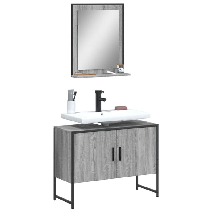 Set dulapuri Baie, 2 piese, gri sonoma, lemn prelucrat - WALTI WALTI
