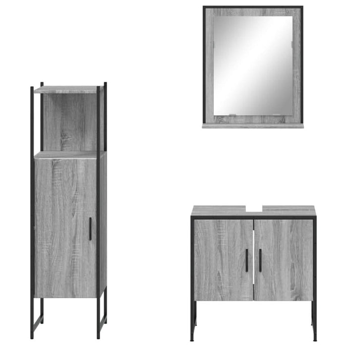 Set dulapuri de baie, 3 piese, gri sonoma, lemn prelucrat - WALTI WALTI