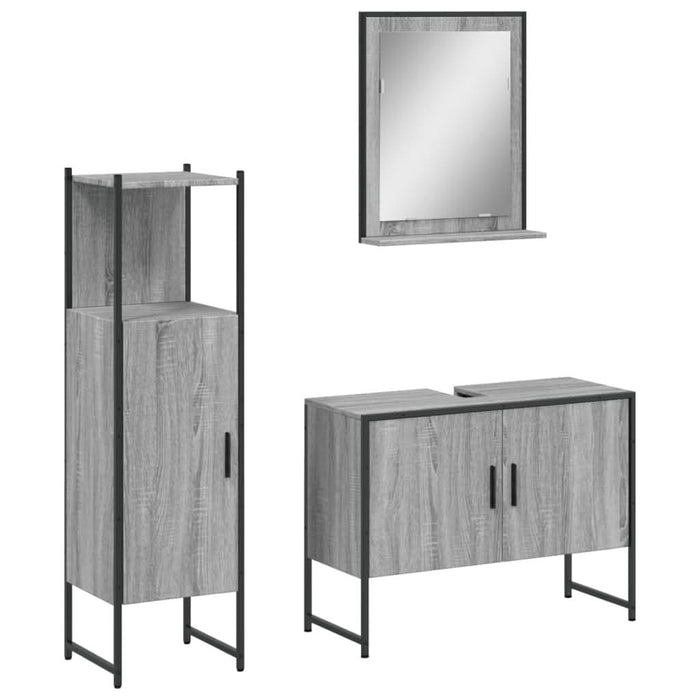 Set dulapuri de baie, 3 piese, gri sonoma, lemn prelucrat - WALTI WALTI