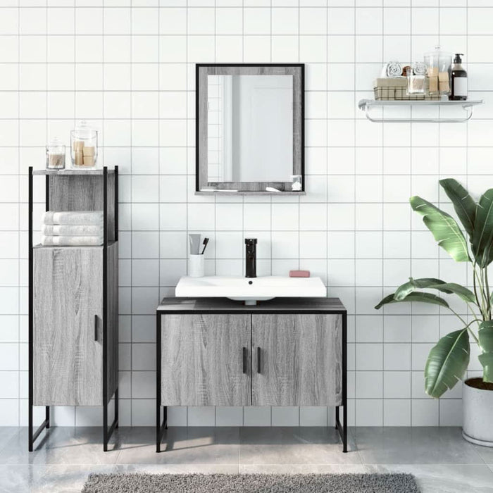 Set dulapuri de baie, 3 piese, gri sonoma, lemn prelucrat - WALTI WALTI
