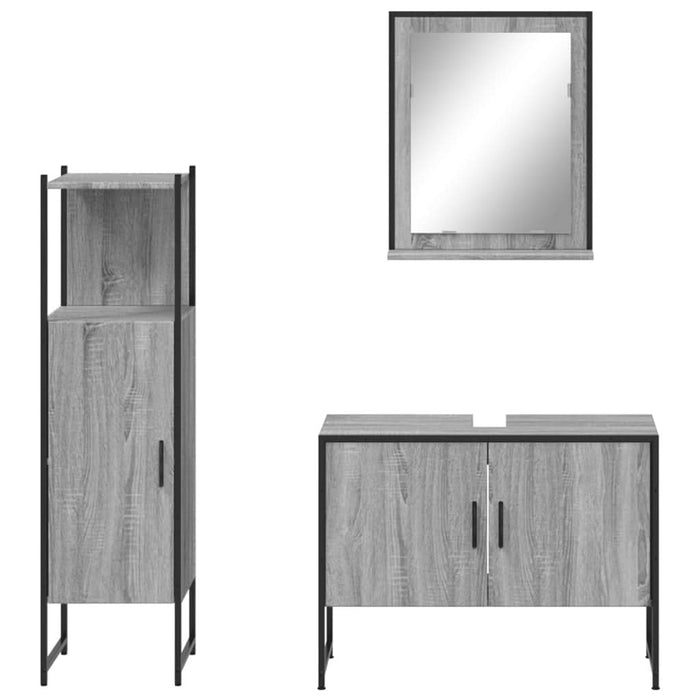 Set dulapuri de baie, 3 piese, gri sonoma, lemn prelucrat - WALTI WALTI