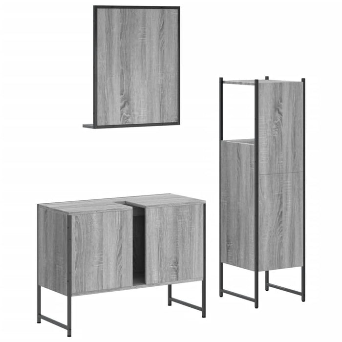 Set dulapuri de baie, 3 piese, gri sonoma, lemn prelucrat - WALTI WALTI