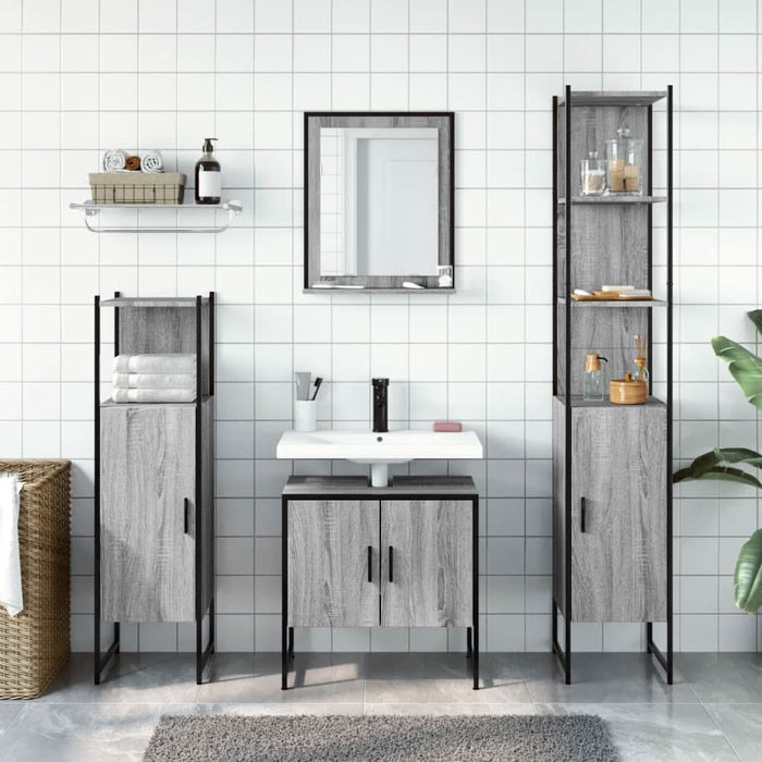 Set dulapuri de baie, 4 piese, gri sonoma, lemn prelucrat - WALTI WALTI
