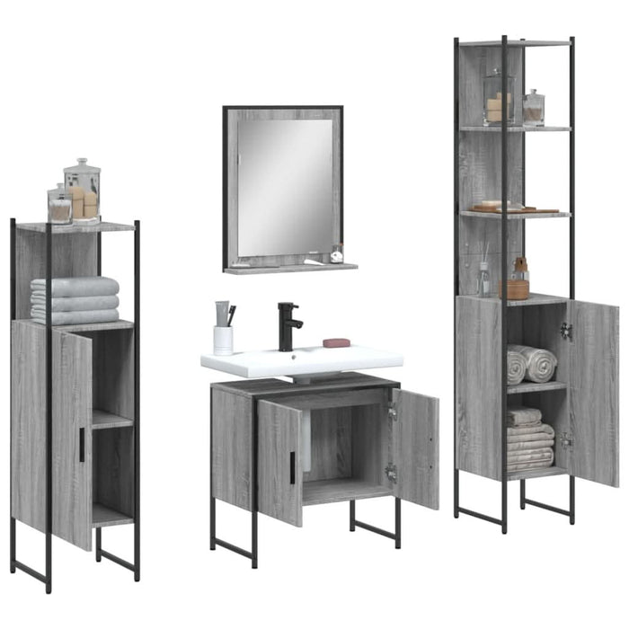 Set dulapuri de baie, 4 piese, gri sonoma, lemn prelucrat - WALTI WALTI