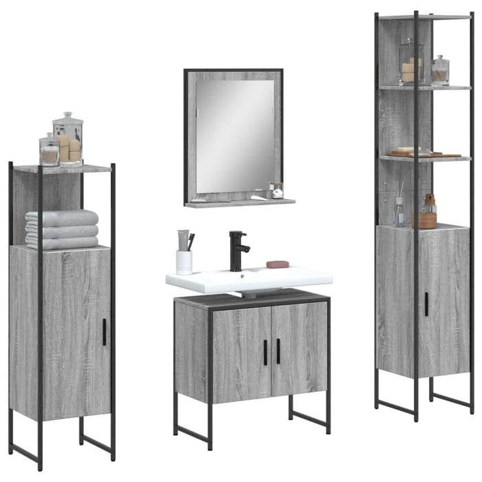 Set dulapuri de baie, 4 piese, gri sonoma, lemn prelucrat - WALTI WALTI
