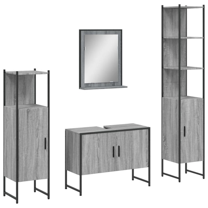 Set dulapuri de baie, 4 piese, gri sonoma, lemn prelucrat - WALTI WALTI