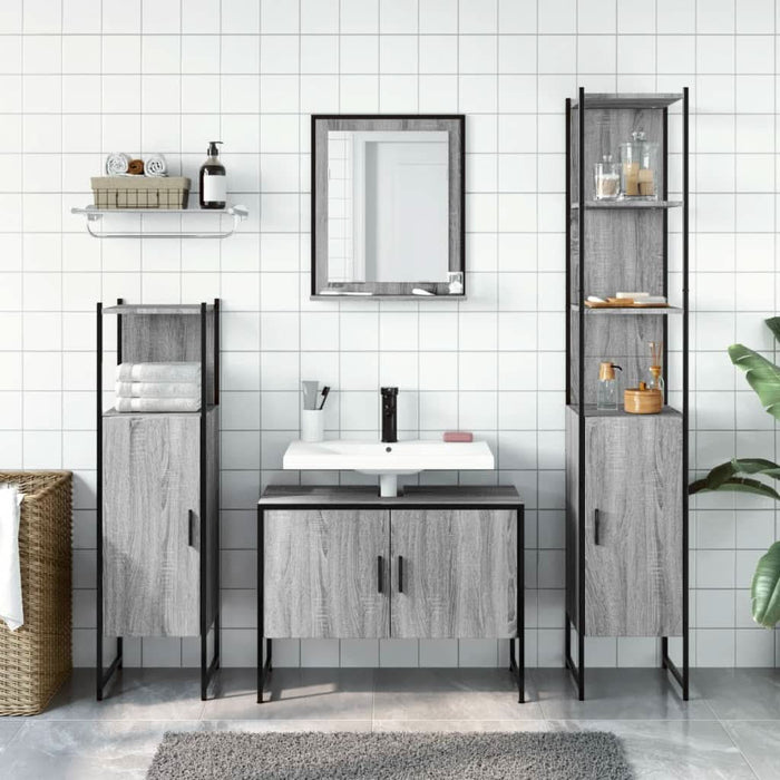 Set dulapuri de baie, 4 piese, gri sonoma, lemn prelucrat - WALTI WALTI