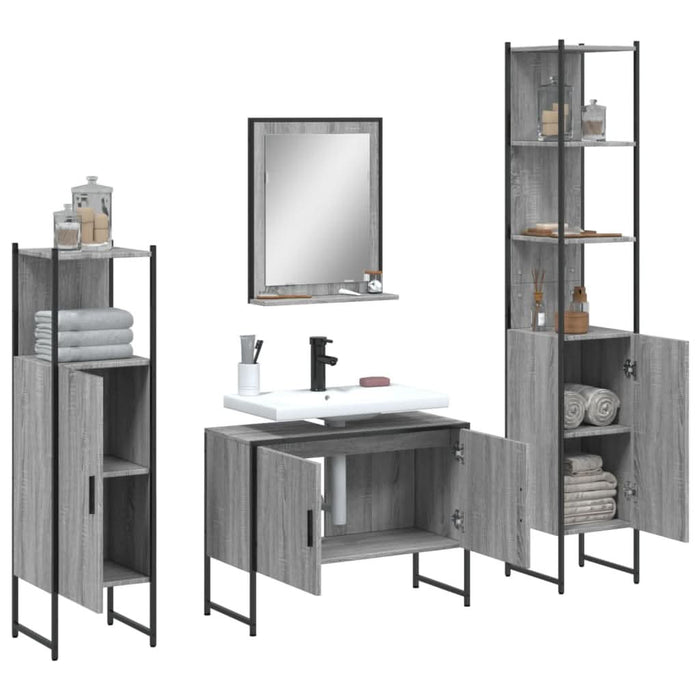 Set dulapuri de baie, 4 piese, gri sonoma, lemn prelucrat - WALTI WALTI