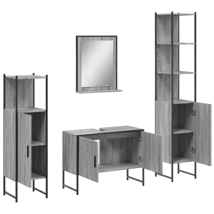 Set dulapuri de baie, 4 piese, gri sonoma, lemn prelucrat - WALTI WALTI