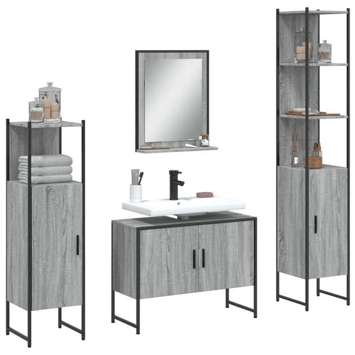 Set dulapuri de baie, 4 piese, gri sonoma, lemn prelucrat - WALTI WALTI