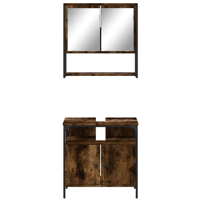 Set mobilier de baie, 2 piese, stejar fumuriu, lemn prelucrat - WALTI WALTI