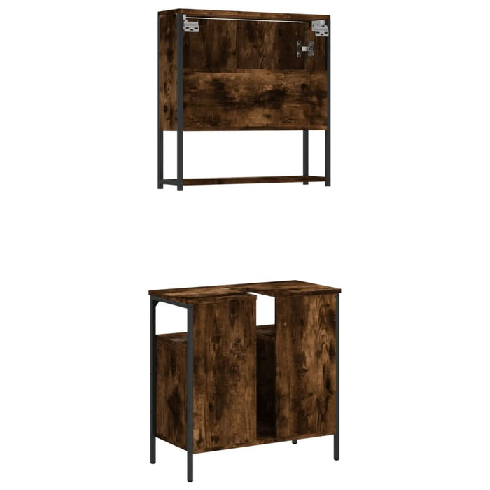 Set mobilier de baie, 2 piese, stejar fumuriu, lemn prelucrat - WALTI WALTI