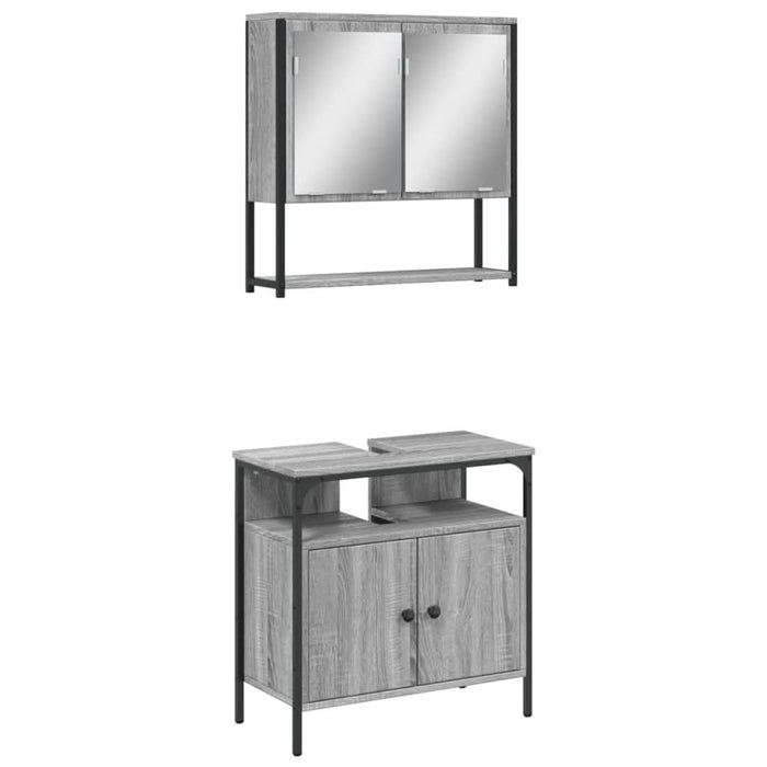 Set mobilier de baie, 2 piese, gri sonoma, lemn prelucrat - WALTI WALTI