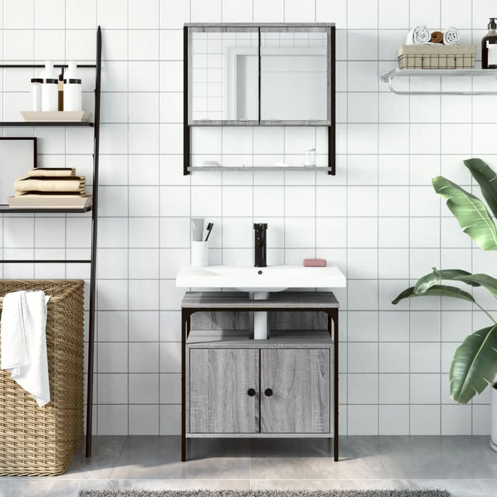 Set mobilier de baie, 2 piese, gri sonoma, lemn prelucrat - WALTI WALTI