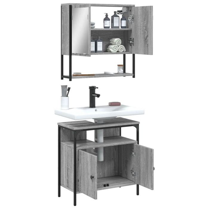 Set mobilier de baie, 2 piese, gri sonoma, lemn prelucrat - WALTI WALTI