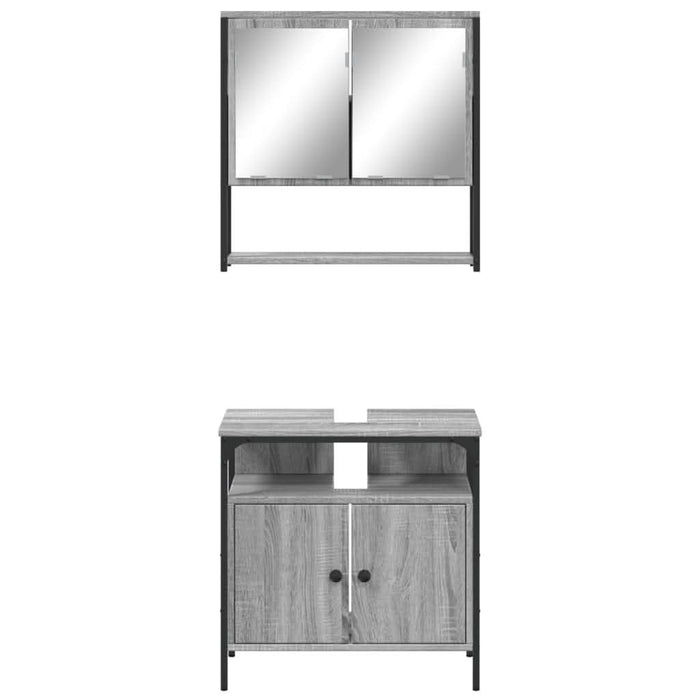 Set mobilier de baie, 2 piese, gri sonoma, lemn prelucrat - WALTI WALTI