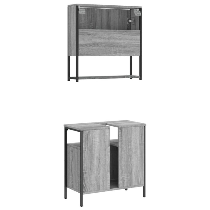 Set mobilier de baie, 2 piese, gri sonoma, lemn prelucrat - WALTI WALTI