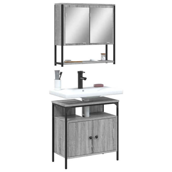 Set mobilier de baie, 2 piese, gri sonoma, lemn prelucrat - WALTI WALTI