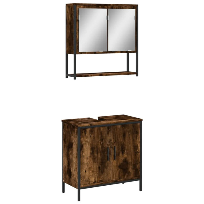 Set mobilier de baie, 2 piese, stejar fumuriu, lemn prelucrat - WALTI WALTI