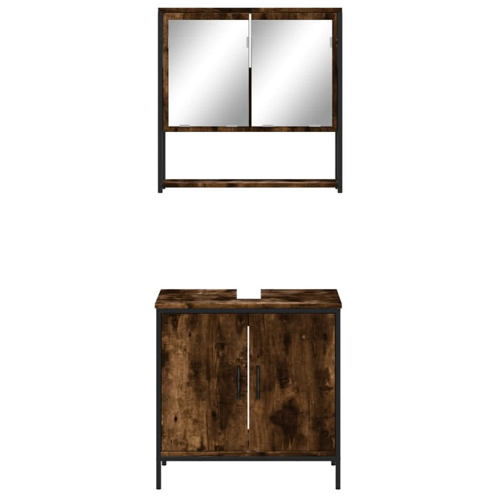 Set mobilier de baie, 2 piese, stejar fumuriu, lemn prelucrat - WALTI WALTI