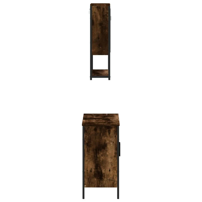 Set mobilier de baie, 2 piese, stejar fumuriu, lemn prelucrat - WALTI WALTI