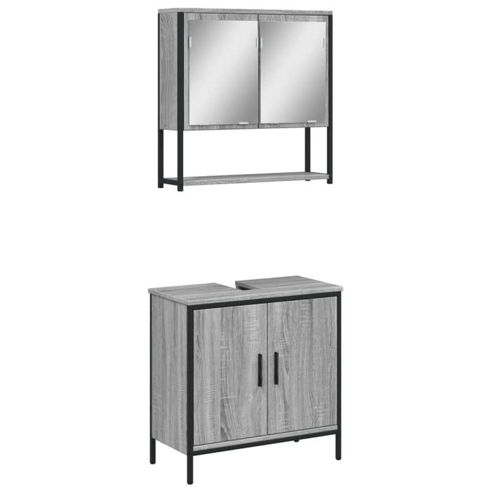 Set mobilier de baie, 2 piese, gri sonoma, lemn prelucrat - WALTI WALTI