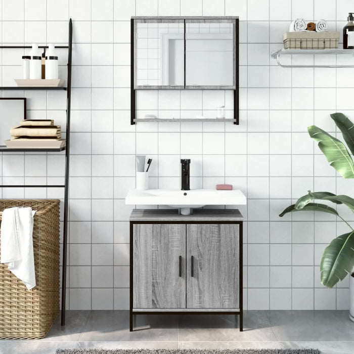 Set mobilier de baie, 2 piese, gri sonoma, lemn prelucrat - WALTI WALTI