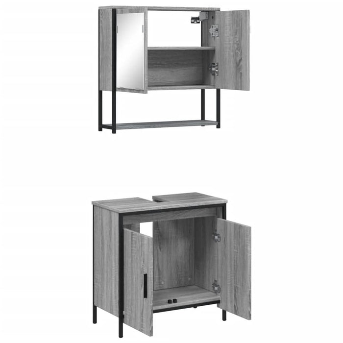 Set mobilier de baie, 2 piese, gri sonoma, lemn prelucrat - WALTI WALTI