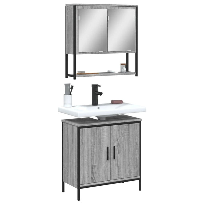 Set mobilier de baie, 2 piese, gri sonoma, lemn prelucrat - WALTI WALTI