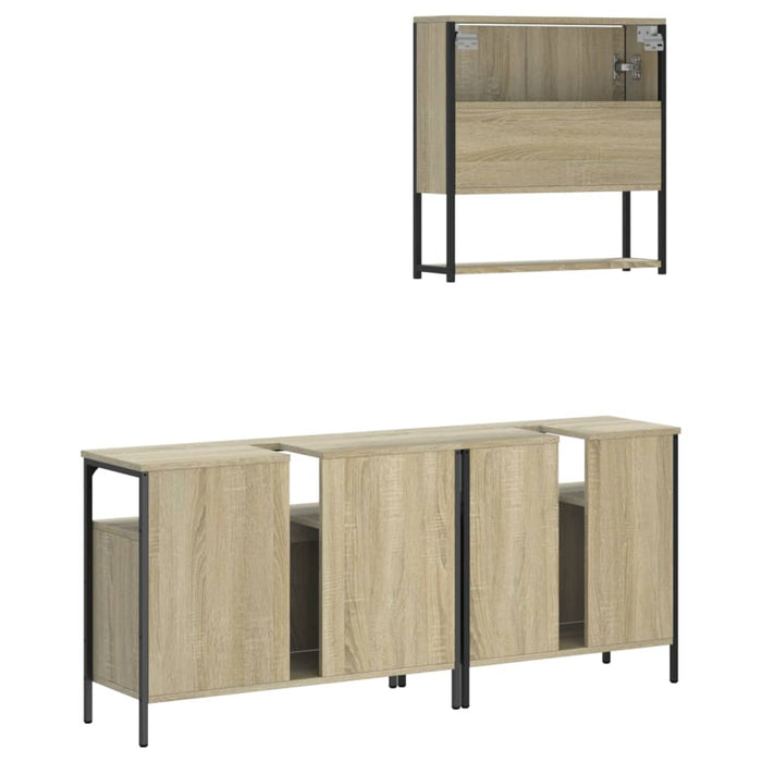 Set mobilier de baie, 3 piese, stejar sonoma, lemn prelucrat WALTI