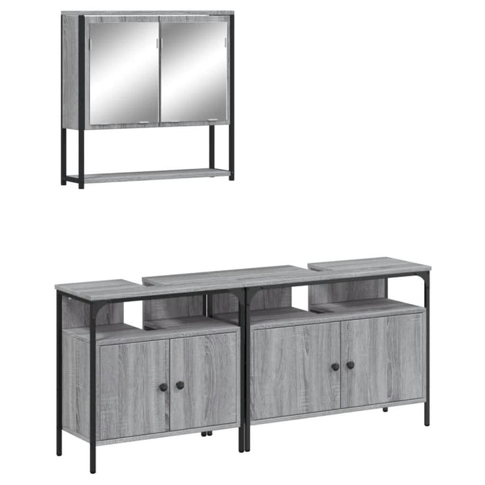 Set mobilier de baie, 3 piese, gri sonoma, lemn prelucrat - WALTI WALTI