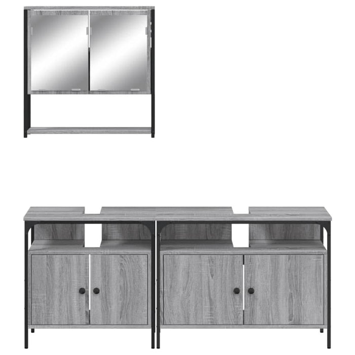 Set mobilier de baie, 3 piese, gri sonoma, lemn prelucrat - WALTI WALTI