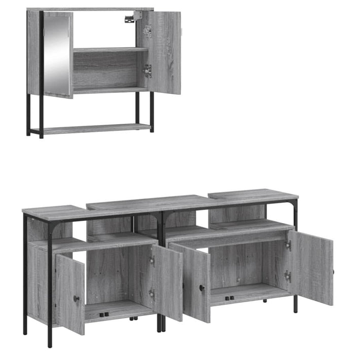 Set mobilier de baie, 3 piese, gri sonoma, lemn prelucrat - WALTI WALTI