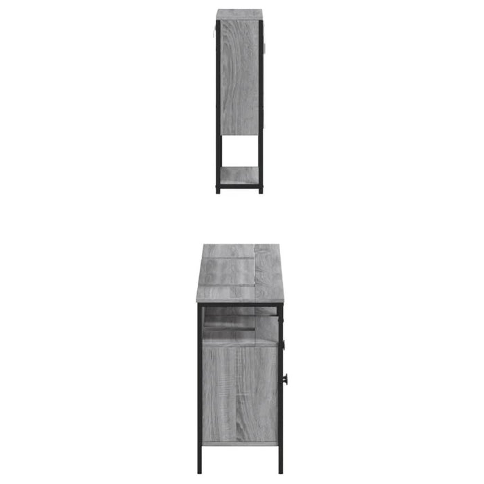 Set mobilier de baie, 3 piese, gri sonoma, lemn prelucrat - WALTI WALTI