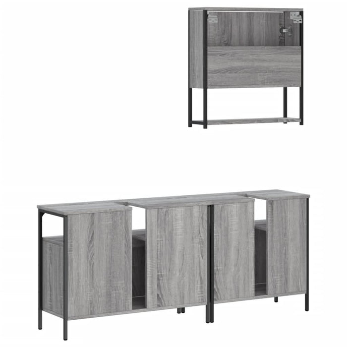 Set mobilier de baie, 3 piese, gri sonoma, lemn prelucrat - WALTI WALTI