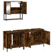 Set mobilier de baie, 3 piese, stejar fumuriu, lemn prelucrat - WALTI WALTI