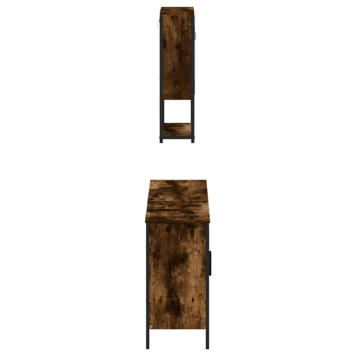 Set mobilier de baie, 3 piese, stejar fumuriu, lemn prelucrat - WALTI WALTI